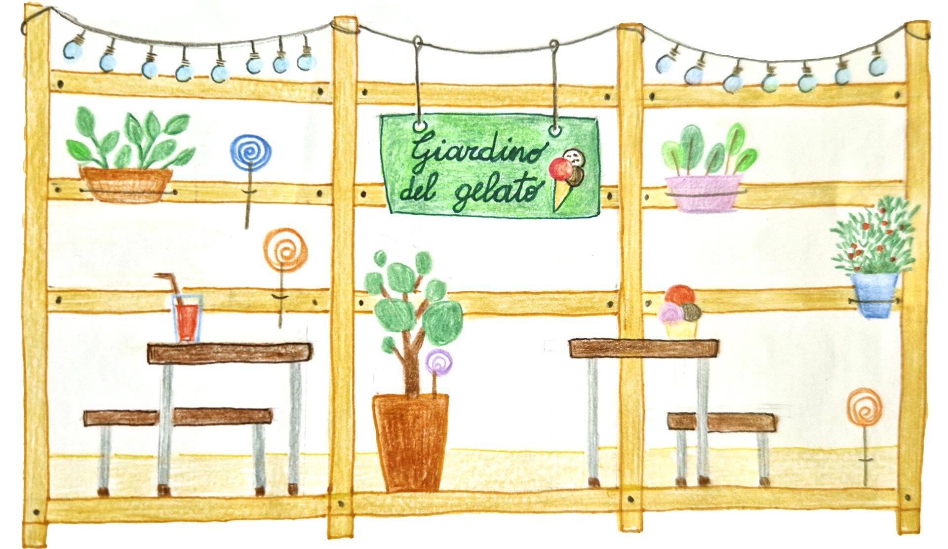 Homemade ice cream shop with outdoor patio